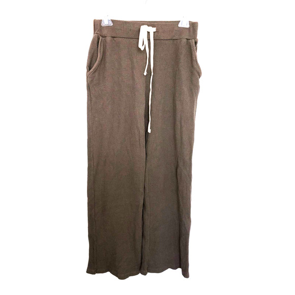 Monrow Pants - Monrow Taupe Wide Leg Waffle Weave Lounge Pants - M